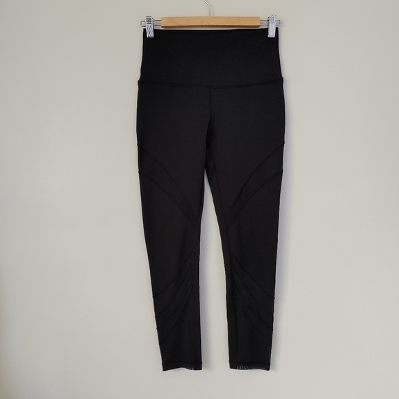 Ivivva Lululemon Rhythmic Tights Leggings High Low Mesh Size 14 Black - Picture 5 of 15